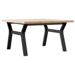 Table basse cadre en Y 80x80x45,5cm bois de pin massif et acier 