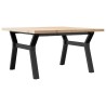 Table basse cadre en Y 80x80x45,5cm bois de pin massif et acier 