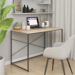 Bureau d'ordinateur Noir et chêne 110x60x70cm Bois d'ingénierie 
