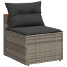 Salon de jardin 5 pcs avec coussins gris résine tressée acacia 