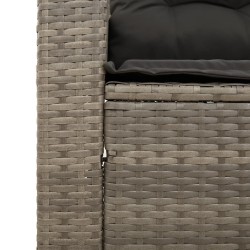 Salon de jardin 5 pcs avec coussins gris résine tressée acacia 