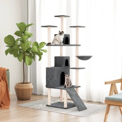Arbre à chat avec griffoirs en sisal Gris foncé 175 cm 