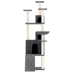 Arbre à chat avec griffoirs en sisal Gris foncé 175 cm 