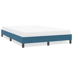 Cadre de lit sans matelas bleu foncé 140x210 cm velours 