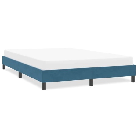 Cadre de lit sans matelas bleu foncé 140x210 cm velours 