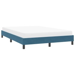 Cadre de lit sans matelas bleu foncé 140x210 cm velours 
