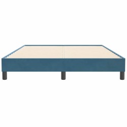 Cadre de lit sans matelas bleu foncé 140x210 cm velours 