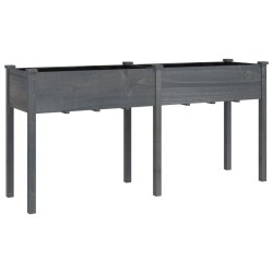 Jardinière avec doublure gris 161x45x76 cm bois massif de sapin 