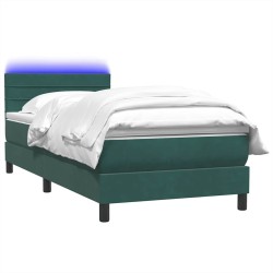 Sommier à lattes de lit et matelas vert foncé 90x210 cm velours 
