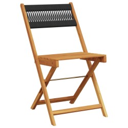 Ensemble à manger de jardin 5pcs noir polypropylène bois massif 
