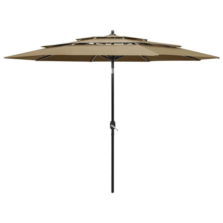 Parasol de jardin à 3 niveaux avec mât en aluminium taupe 3 m 