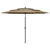 Parasol de jardin à 3 niveaux avec mât en aluminium taupe 3 m 