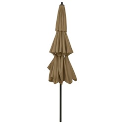 Parasol de jardin à 3 niveaux avec mât en aluminium taupe 3 m 