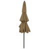 Parasol de jardin à 3 niveaux avec mât en aluminium taupe 3 m 