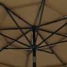 Parasol de jardin à 3 niveaux avec mât en aluminium taupe 3 m 