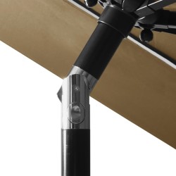 Parasol de jardin à 3 niveaux avec mât en aluminium taupe 3 m 
