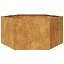 Jardinière hexagone 104x90x45 cm acier patinable 