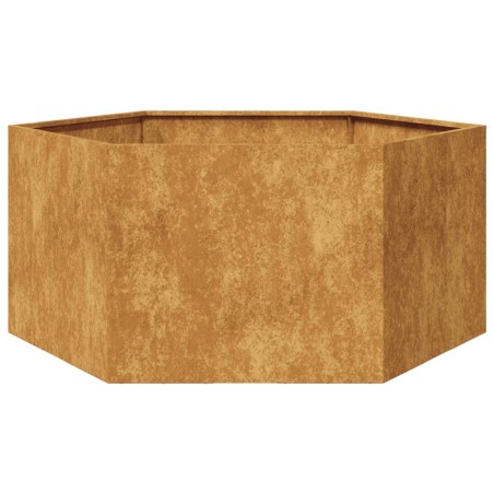 Jardinière hexagone 104x90x45 cm acier patinable 