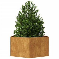Jardinière hexagone 104x90x45 cm acier patinable 