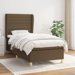 Sommier à lattes de lit avec matelas Marron foncé 90x200 cm 