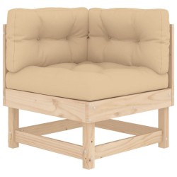 Salon de jardin 4 pcs avec coussins bois massif 