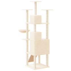 Arbre à chat avec griffoirs en sisal Crème 175 cm 