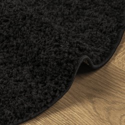 Tapis shaggy PAMPLONA poils longs moderne noir Ø 100 cm 