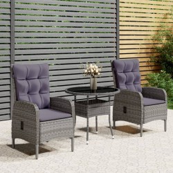 Ensemble de bistro de jardin 3 pcs Résine tressée Gris 
