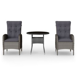 Ensemble de bistro de jardin 3 pcs Résine tressée Gris 