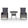 Ensemble de bistro de jardin 3 pcs Résine tressée Gris 