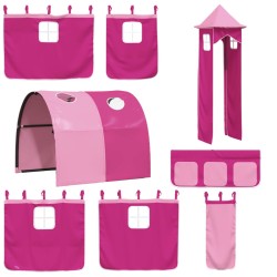 Lit superposé sans matelas avec toboggan et rideaux 90x200 cm 