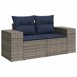 Salon de jardin 4 pcs avec coussins gris résine tressée 