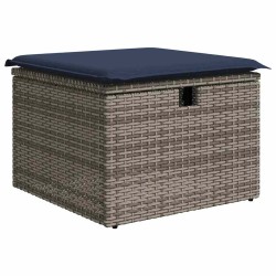 Salon de jardin 4 pcs avec coussins gris résine tressée 