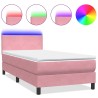Sommier à lattes de lit avec matelas rose 90x210 cm velours 