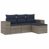 Salon de jardin 4 pcs avec coussins gris résine tressée 