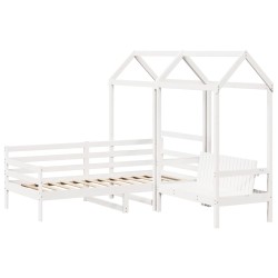 Ensemble de lit de jour et de banc avec toit sans matelas blanc 