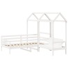 Ensemble de lit de jour et de banc avec toit sans matelas blanc 