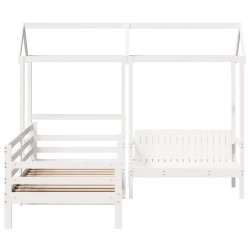 Ensemble de lit de jour et de banc avec toit sans matelas blanc 