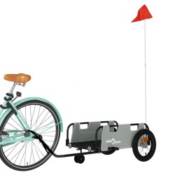 Remorque de vélo gris tissu oxford et fer 
