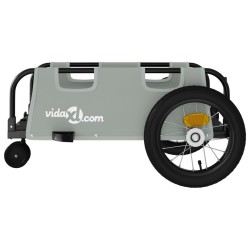 Remorque de vélo gris tissu oxford et fer 