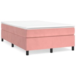 Sommier à lattes de lit avec matelas rose 120x190 cm velours 