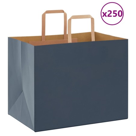 Sacs en papier 250 pcs avec poignées bleu 32x22x24 cm 