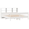 Lit bibliothèque sans matelas blanc 180x200 cm bois pin massif 