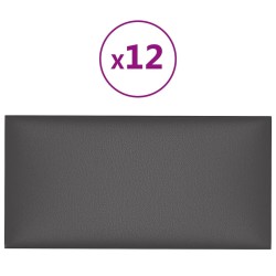 Panneaux muraux 12 pcs Gris 30x15 cm Similicuir 0,54 m² 