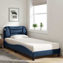 Lit avec matelas bleu 90x200 cm tissu 