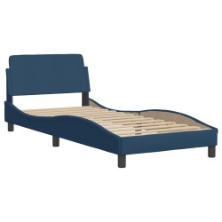 Lit avec matelas bleu 90x200 cm tissu 