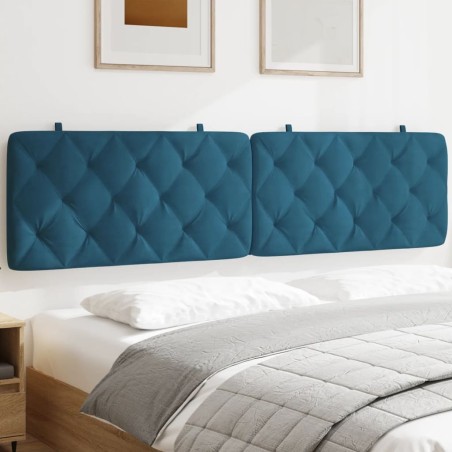 Coussin de tête de lit bleu 200 cm velours 