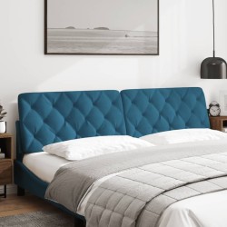 Coussin de tête de lit bleu 200 cm velours 