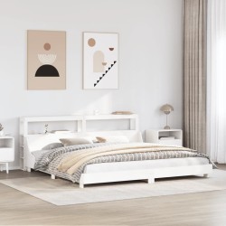 Cadre de lit sans matelas blanc 200x200 cm bois massif de pin 