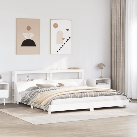Cadre de lit sans matelas blanc 200x200 cm bois massif de pin 